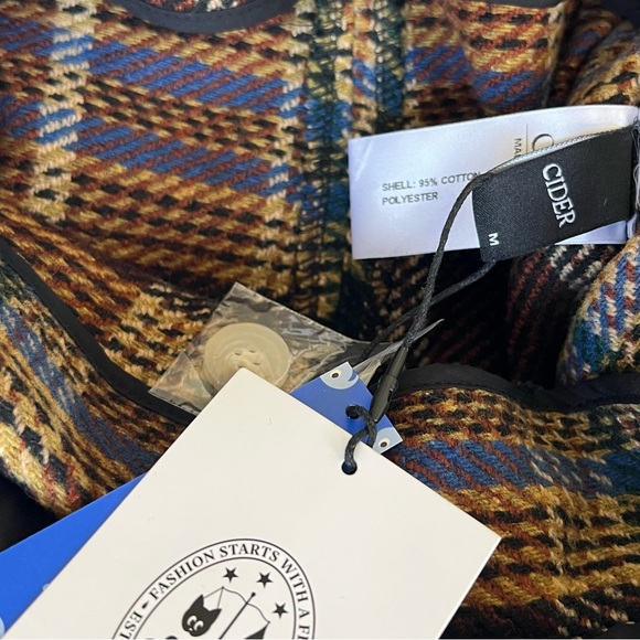 Cider Square Neck Preppy Countryside Tweed Plaid Jumpsuit Overall Wide Leg SZ M - Picture 9 of 16